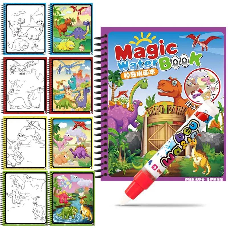 Волшебная книга для рисования водой раскраска набор для рисования книга с ручкой для воды доска для рисования для развивающая игрушка подарок - Цвет: 1
