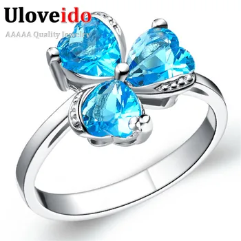 

Vintage Women's Rings Fantasy Plated Silver Ring Fashion 2016 Austrian Crystal Wedding Flower Rings Gifts For Women Jewelry J348