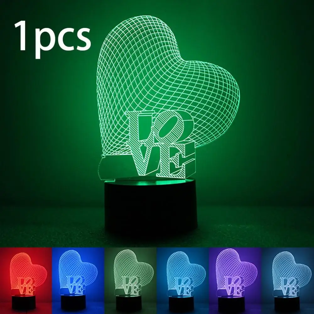 

Colorful 3D Night Light Love Night Light Eye Care LED Light Bedside Night Lamp Home Decoration Birthday Gift
