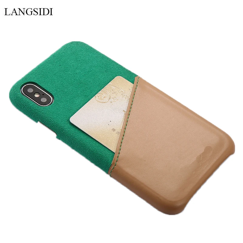 

New Suede Leather phone case for iphone x xs xr Green Multifunction Magnetic card shockproof case covers for iphone 6 7 8 8plus