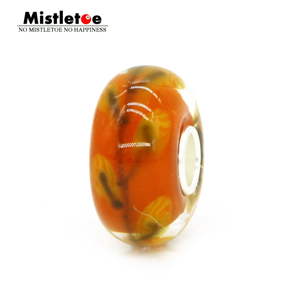 

Mistletoe Jewelry 925 Sterling Silver Orange Yellow Summer Trees Murano Glass Charm Bead Fit European Bracelet