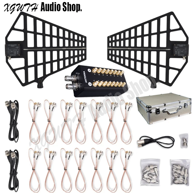 

8 Channels Signal Amplifier Antenna Distributor System Antenna Amplifier for Recording Interview UHF Wireless Microphone Meeting