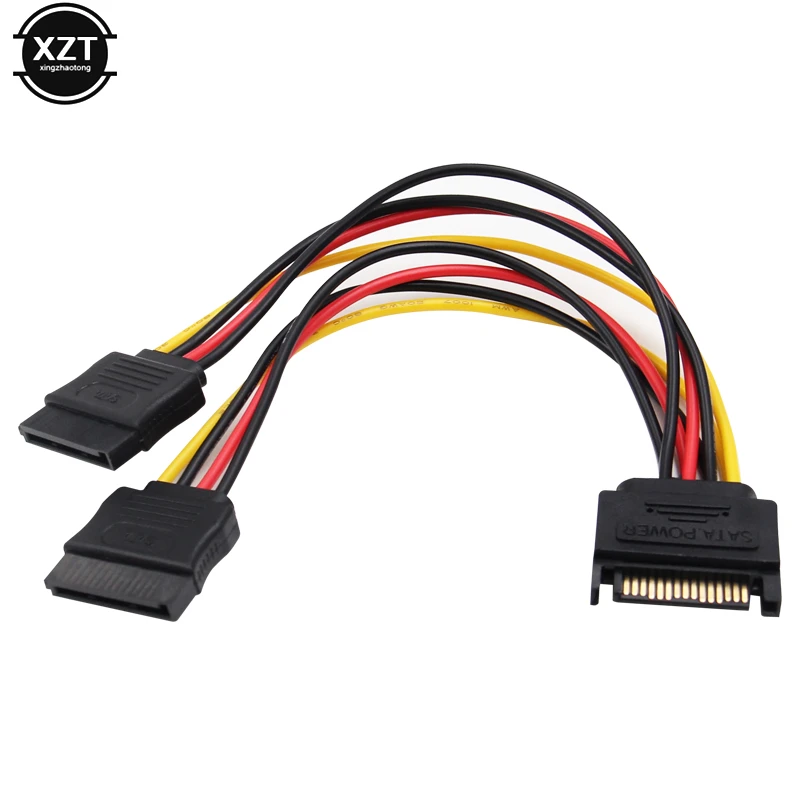 Cable de alimentación SATA de 15 pines macho a hembra, 2 SATA, adaptador de corriente de 90 grados para PC y ordenador|Conectores y cables de ordenador| - AliExpress