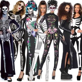 

Adult Halloween Costumes Horror bloody Skull Zombie Costume Vampire Ghost Bride for Women Halloween Party Cosplay Suit 2018