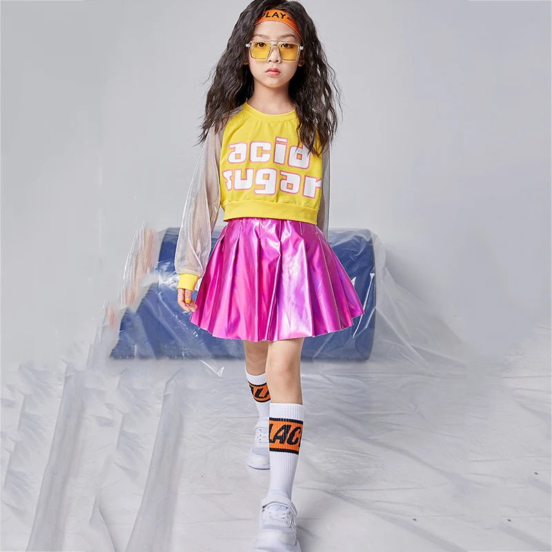 الجاز أزياء رقص الفتيات الشارع الشهير الهيب هوب الملابس الاطفال طويلة الأكمام التشجيع موحدة الأطفال المرحلة ارتداء تتسابق DNV11485
