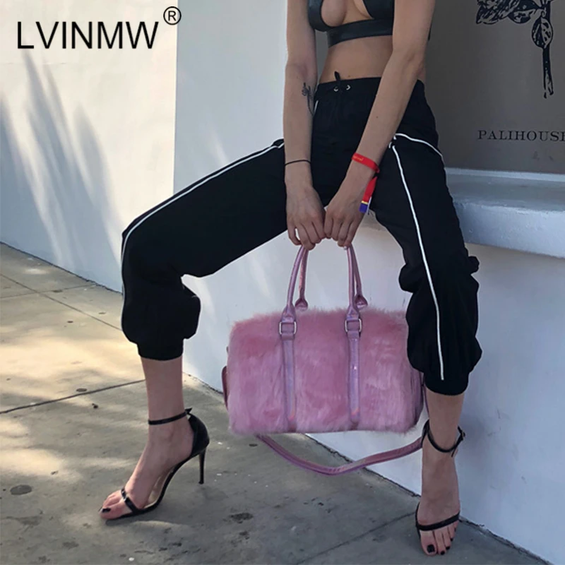 Брюки Карандаш LVINMW черные спортивные для бега 2018 Осенние женские со шнурками и