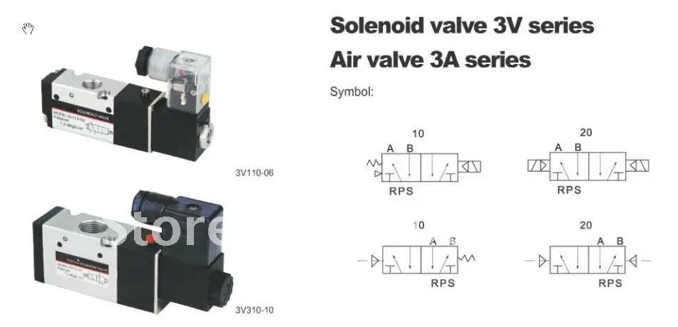 

3V310-10 AC 220V 3Port 2Position 3/8" BSP Single Solenoid Pneumatic Air Valve