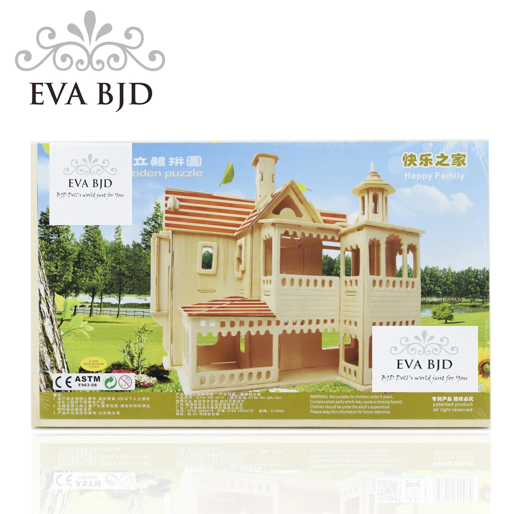 

3d puzzle wood villa model kit models & building toy children puzzle 3D wooden puzzle board game C0014-08