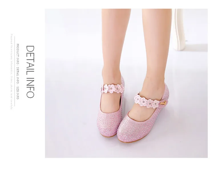 Cristal de Diamante Sapatos de Dança de Flores Infantis de Alta-salto Sapatos de Couro Meninas Sandálias Alto Sapatos Princesa Crianças 8 Sapatos de couro