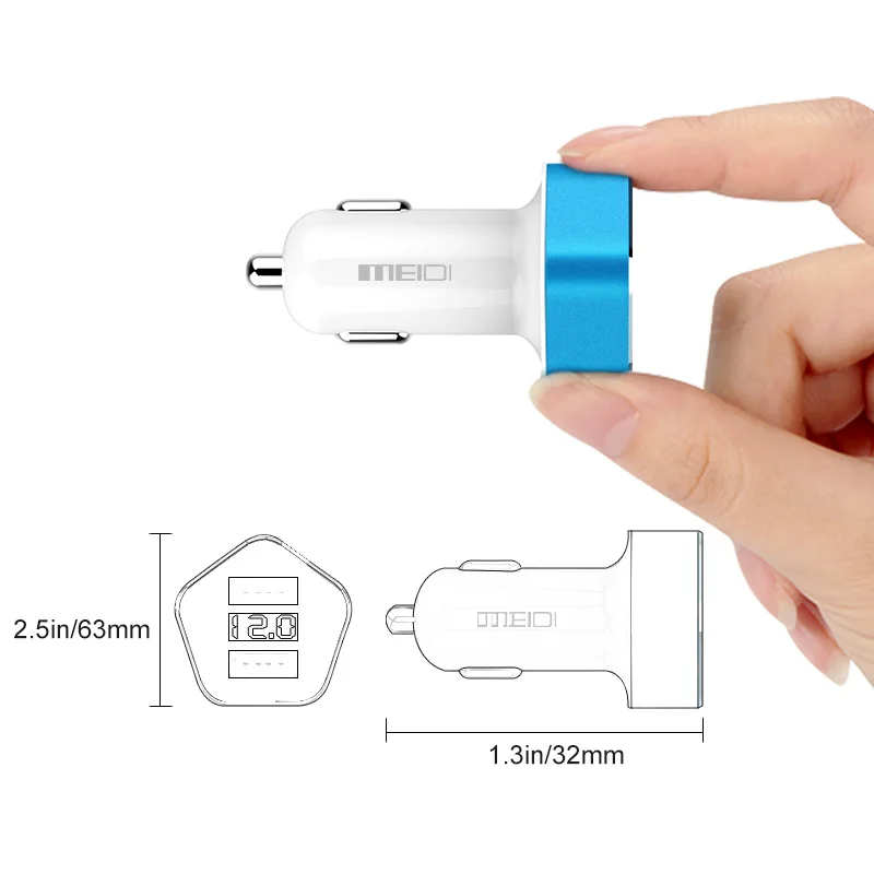 Meidi автомобиля Зарядное устройство Dual USB Порты и разъёмы Smart LED Напряжение Дисплей автомобиля Авто-прикуриватели мобильный телефон