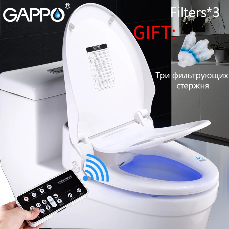 Pаспродажа GAPPO Smart сиденье для унитаза биде умывальник Электрический биде крышка тепло светодио дный сидеть светодиодный свет интегрированный детский...