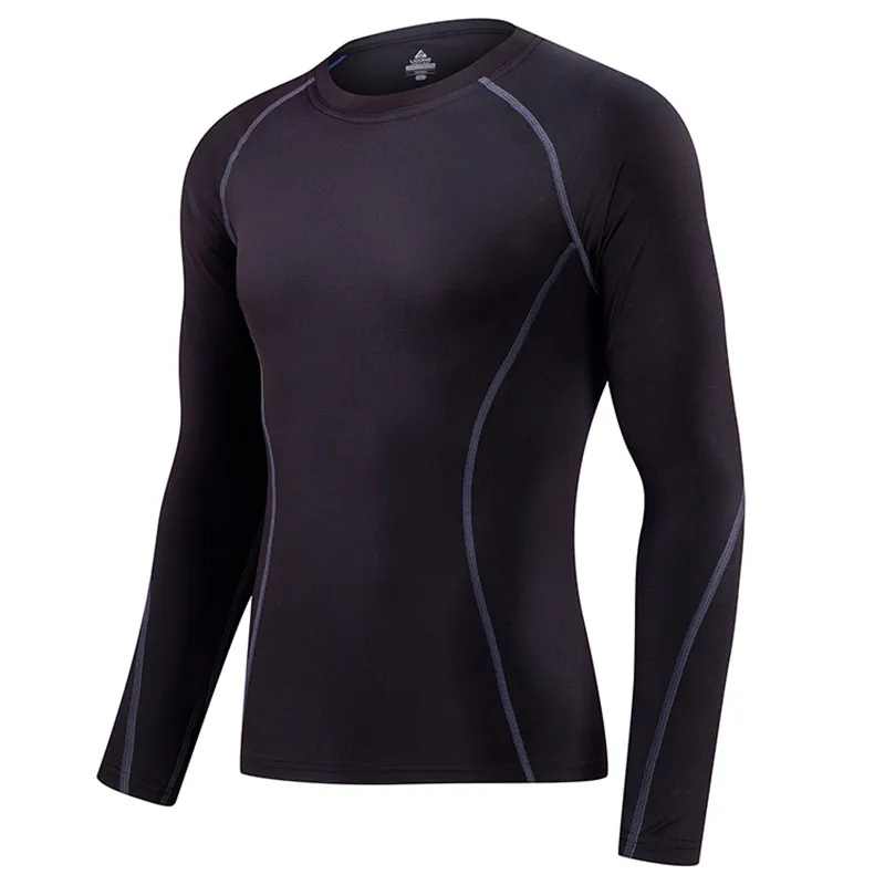 

LIDONG New Running Sport Shirt Men Long Sleeve Fitness Basketball Thermal Muscle Gym Bodybuilding Training Compression Tights