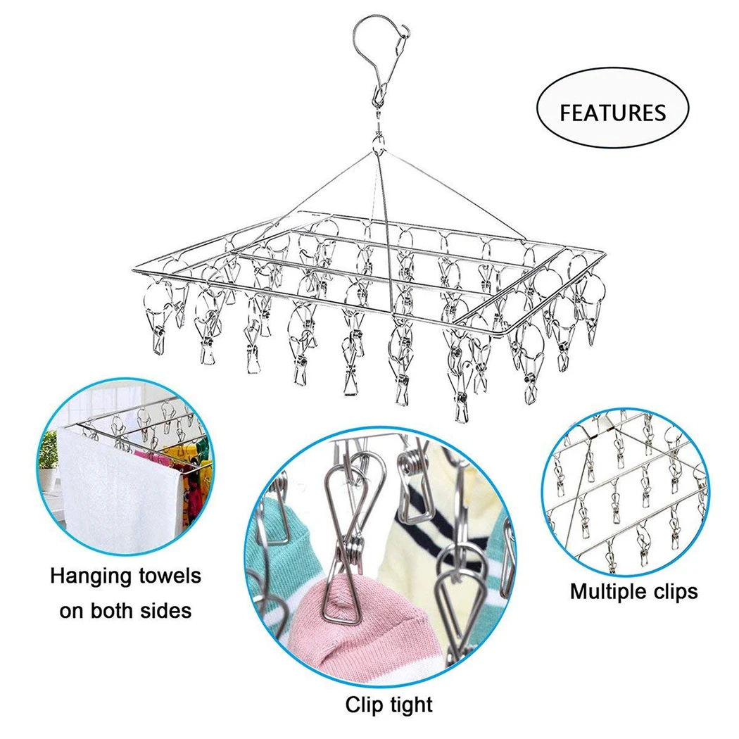 Сушилка для одежды складной, из нержавеющей стали складная вешалка для белья с 30 зажимами органайзер для шкафа JZ003