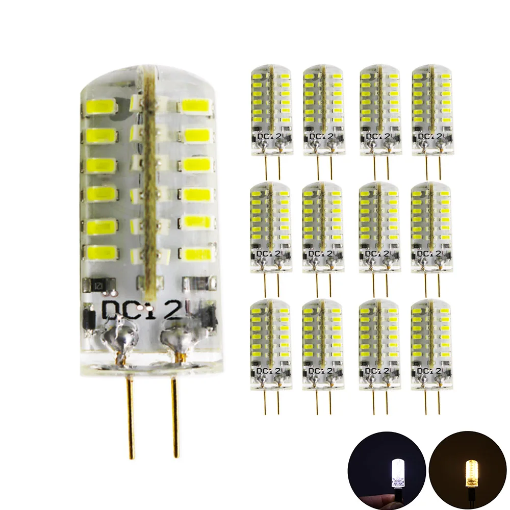 12X G4 светодиодный 4W DC12V/AC220V Светодиодная лампа 3014SMD 48 Светодиодный ная 360 Угол луча
