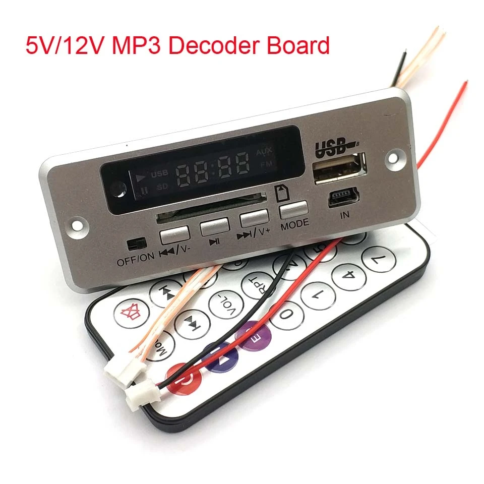 5 В/12 в MP3 декодер доска плеер с дисплеем двухканальный без усилителя мощности дистанционное управление FM отключение питания памяти