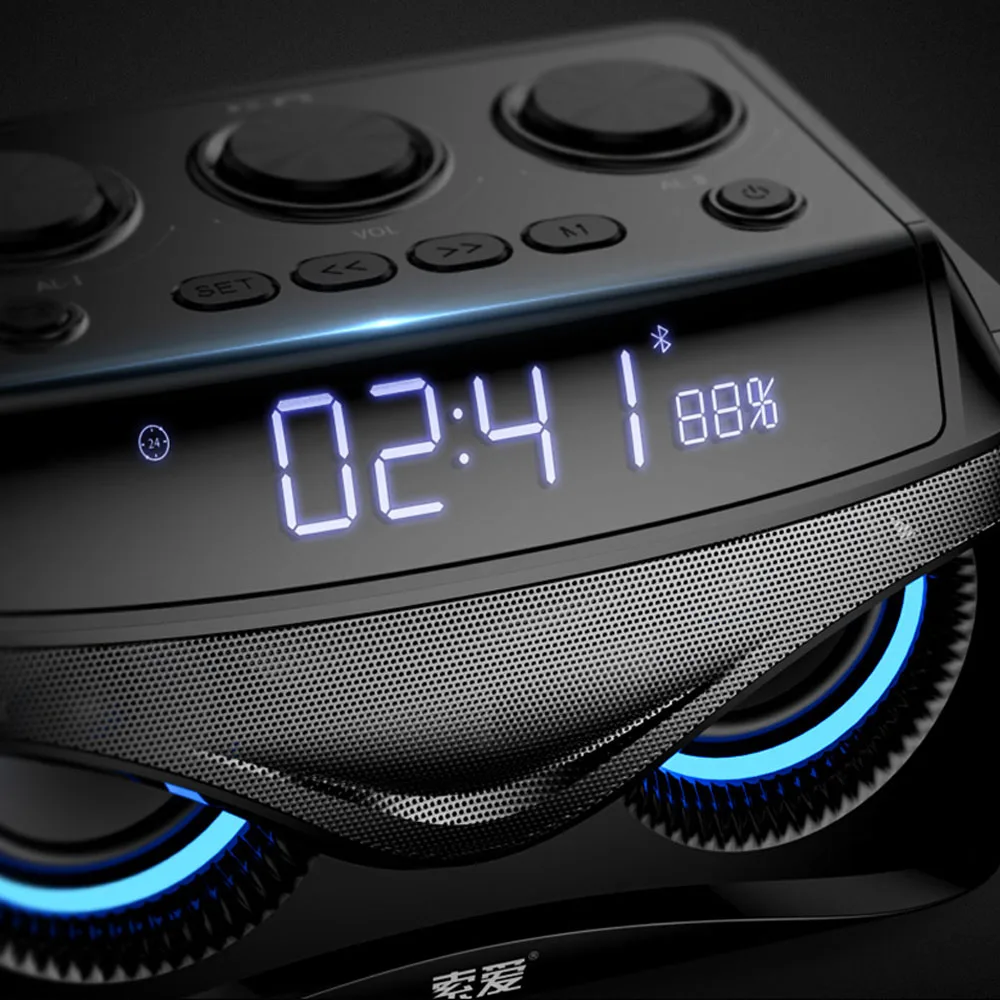 Soaiy S68 Беспроводной Bluetooth Динамик крючке будильник Super Bass сабвуфер Открытый