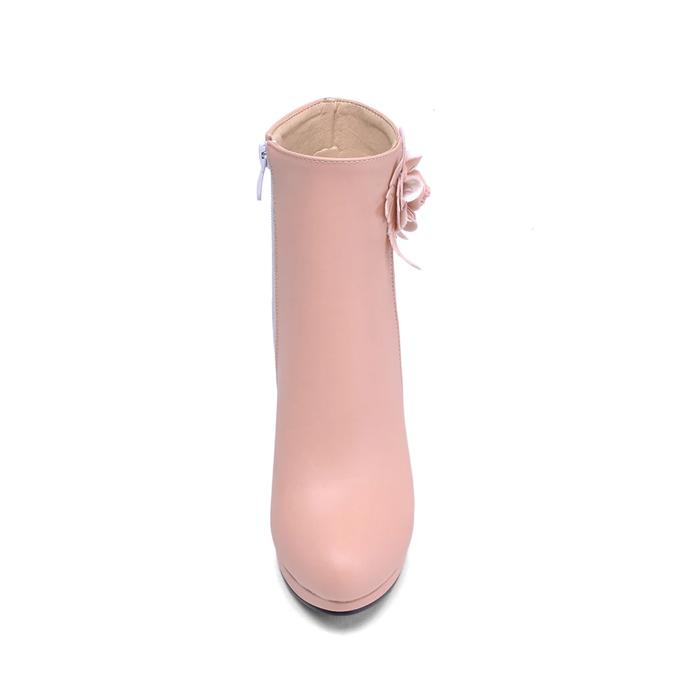 Оригинальное предназначение; женские ботильоны; сезон осень-зима; ботинки; цвет розовый, белый, бежевый, синий; женская обувь на платформе и шпильке с круглым носком