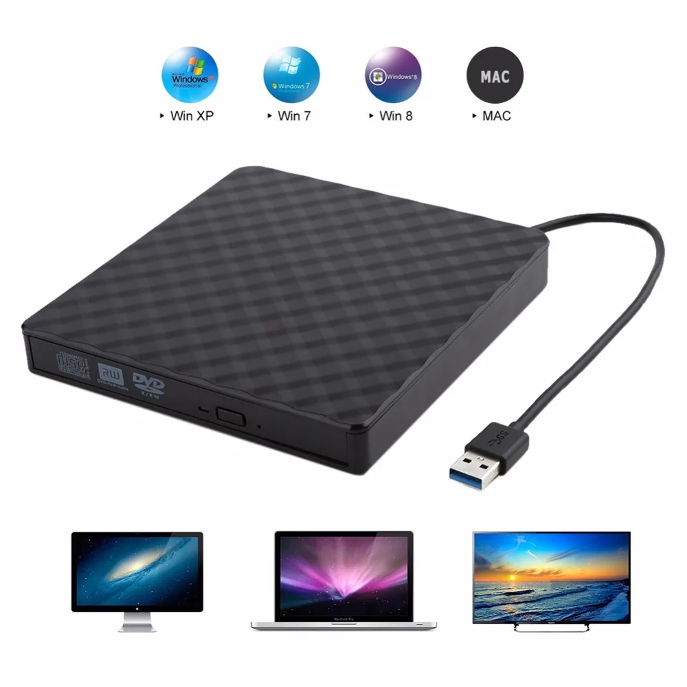  USB 3.0 External DVD Burner Writer Recorder for Loptop Computer PC DVD RW Optical Drive CD/DVD ROM 
