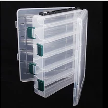 Drain Hole 19.5*16.5*4.8cm Plastic Fly Fishing Lure Tackle Box Double Sided High Strength Transparent Visible