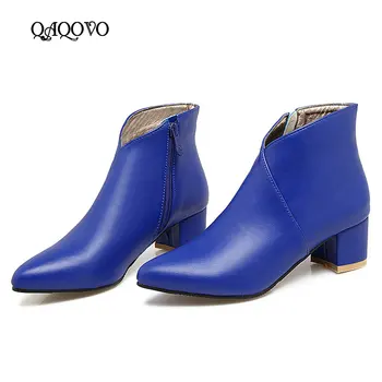 

Big Size 34-43 Women Ankle Boots Cosy Square Low Heel Western Boots Fashion Pointed Toe Zipper Boots Autumn Winter Ladies Shoes