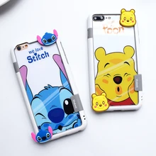 Для iphone 8 8 плюс 3D Микки закаленное Стекло flim + Мягкий бампер для iphone 7 7 плюс 6 6s 6s плюс Винни стежка обложка + держатель + ремень