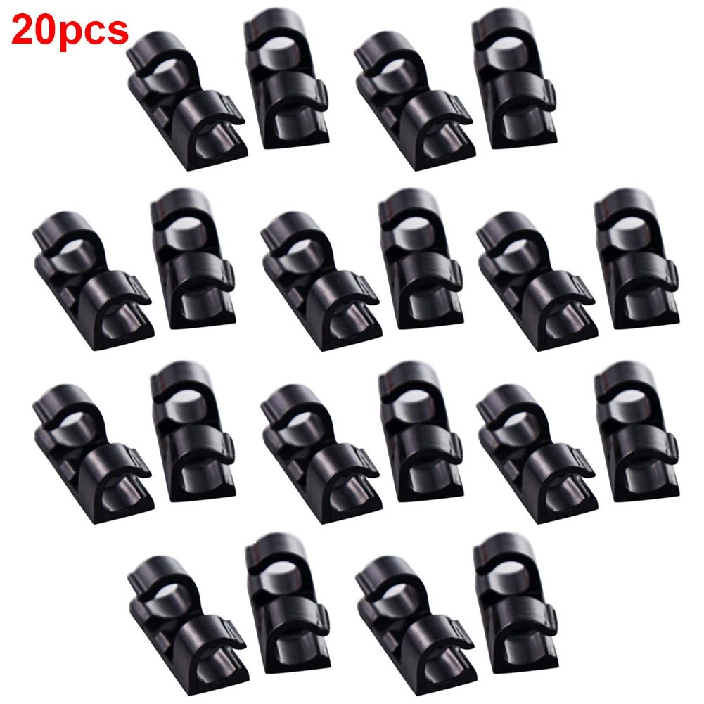 

20pcs/pack Organize Cords Tidy Management Home Cable Clip Office Accessories Wire Holder Desk Tie Durable Clamps Self-adhesive