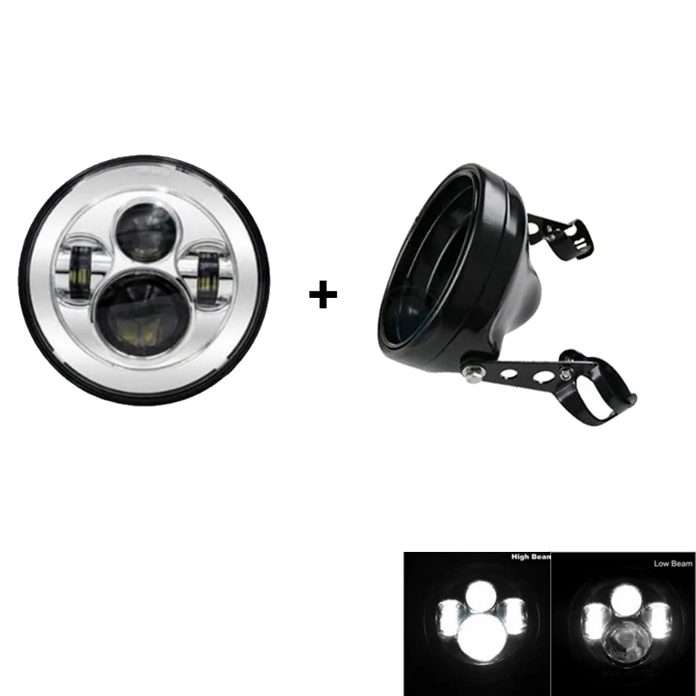  7 INCH LED Motorcycle Headlight moto Black For Harley Motorcycle LED Headlight Bucket Housing Mount - 32967329355