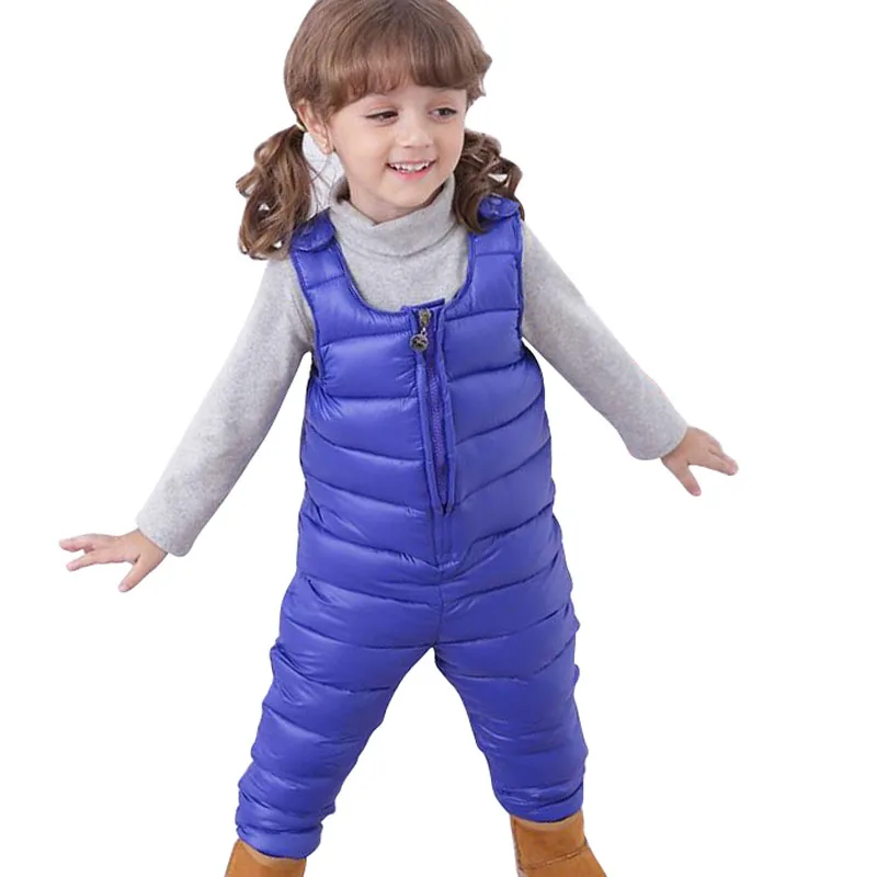 Buy Warm Sleeveles Baby Romper Down Cotton Toddler Overalls Snowsuit Kids Bib