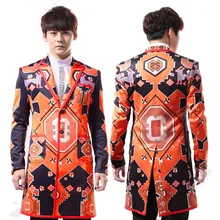 Лидер продаж! Весенняя Новинка Мужская Одежда сцены каракули DJ певица право чжи-long костюм пальто для ночного клуба Подиум костюм платье Большие размеры