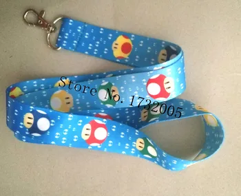 

New 10 Pcs Super Mario Mushroom Head Phone Key Chains Neck Strap Keys Lanyards Free Shipping