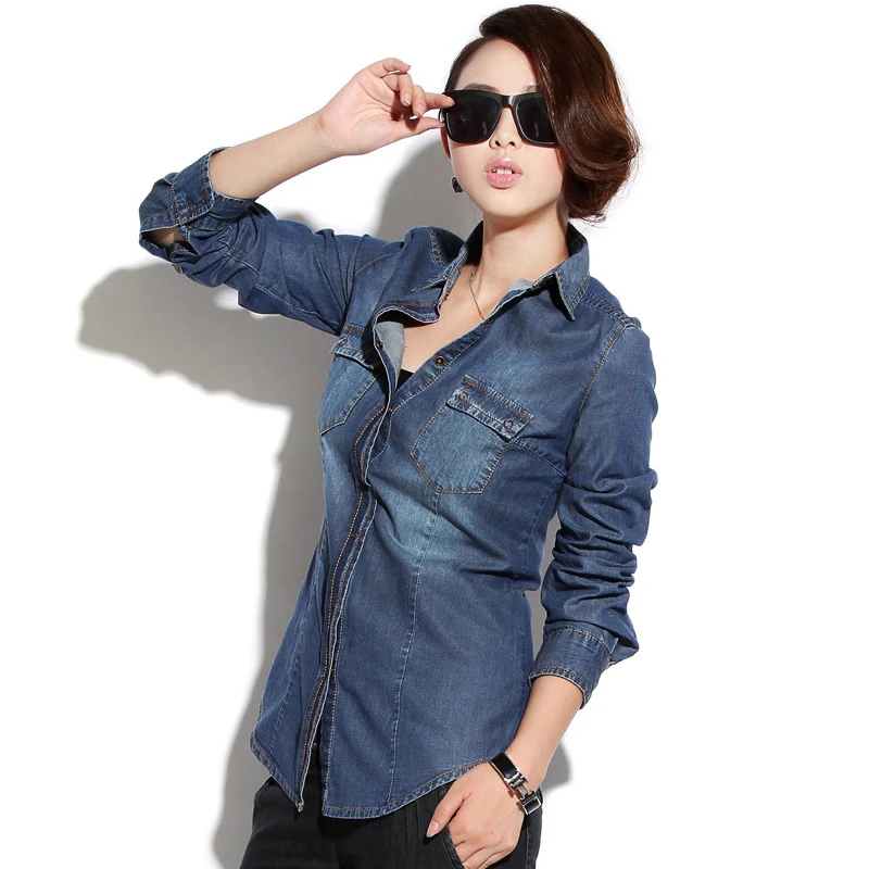 slim fit denim shirt womens