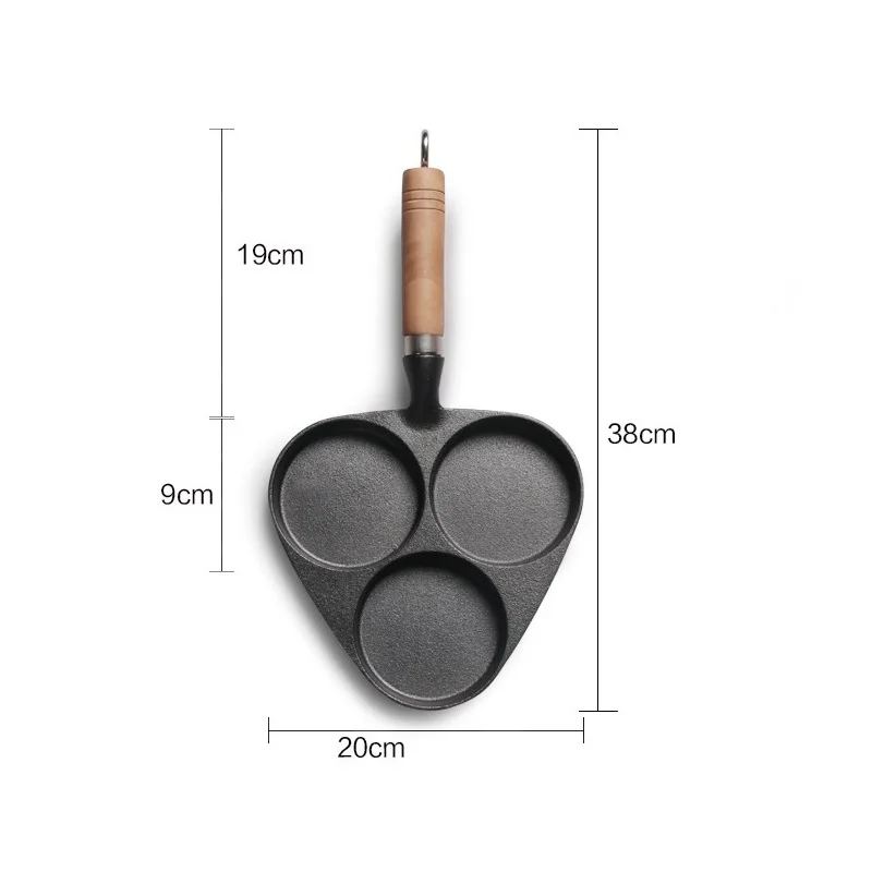 

2019 Omelette Frying Pan Cast Iron Fried Egg Steak Hamburg Dumplings Pot Mini Device Cake Mould with wood handle nonstick