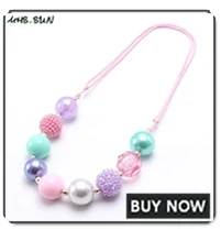 MHS.SUN New design baby chunky beads necklace diy red color bubblegum beaded necklace for kids girls adjustable rope jewelry 1pc