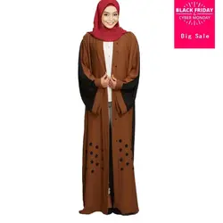 2018 модные мусульманские взрослых вышивка абайя Арабская Мода Турция Ближний Восток хит цвет кардиган платья для женщин музыкальный халат