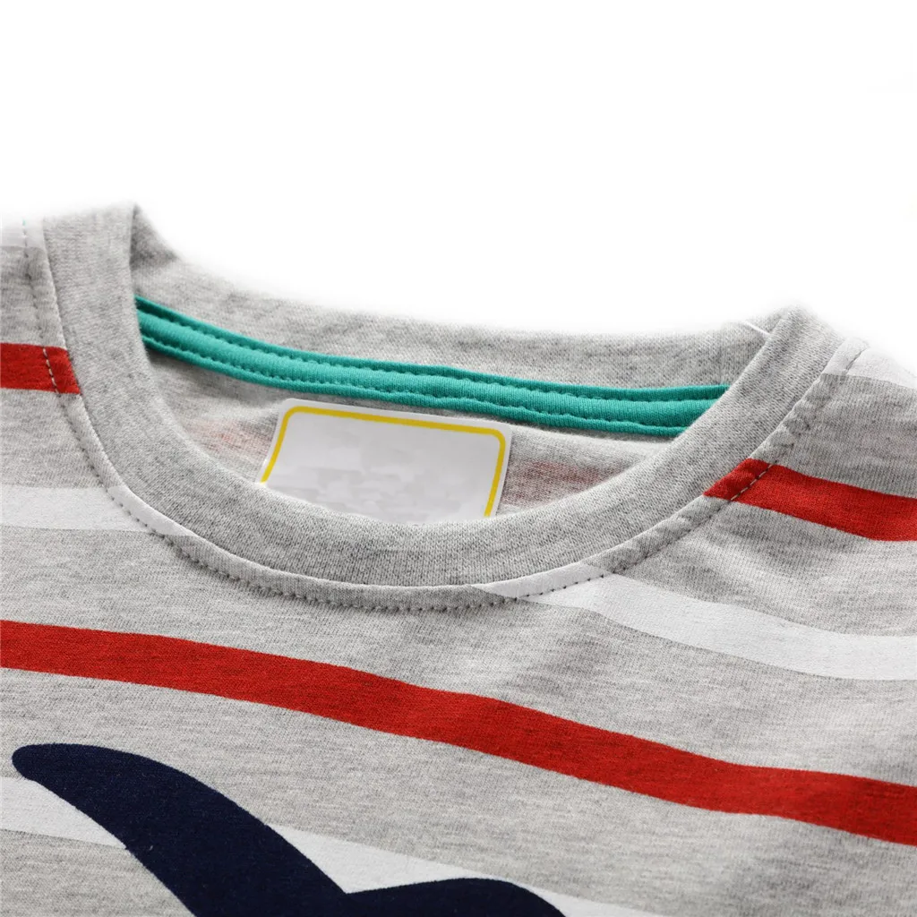 ARLONEET/футболка для мальчиков коллекция года, одежда для маленьких мальчиков топы в полоску с короткими рукавами и рисунком самолета, футболка, блузка#42