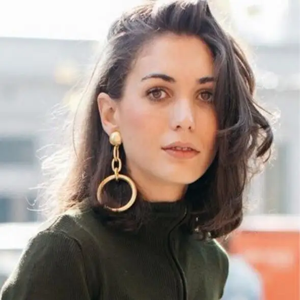 

New Fashion Gold Color Big Hollow Circle Design Dangle Earring For Women Statement Ear Jewelry Gift For lover Wholesale