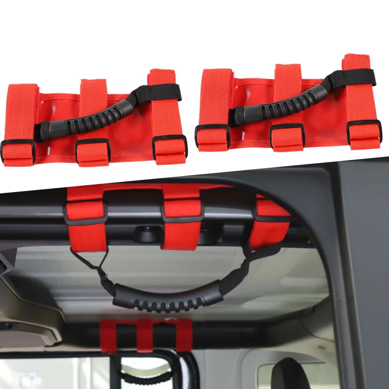 

Car 2/4Pcs Roll Bar Grab Handles For Jeep Wrangler Accessorise YJ TJ JK 4x4WD Roll Bar Mount Side Grip Holder Handles Kit