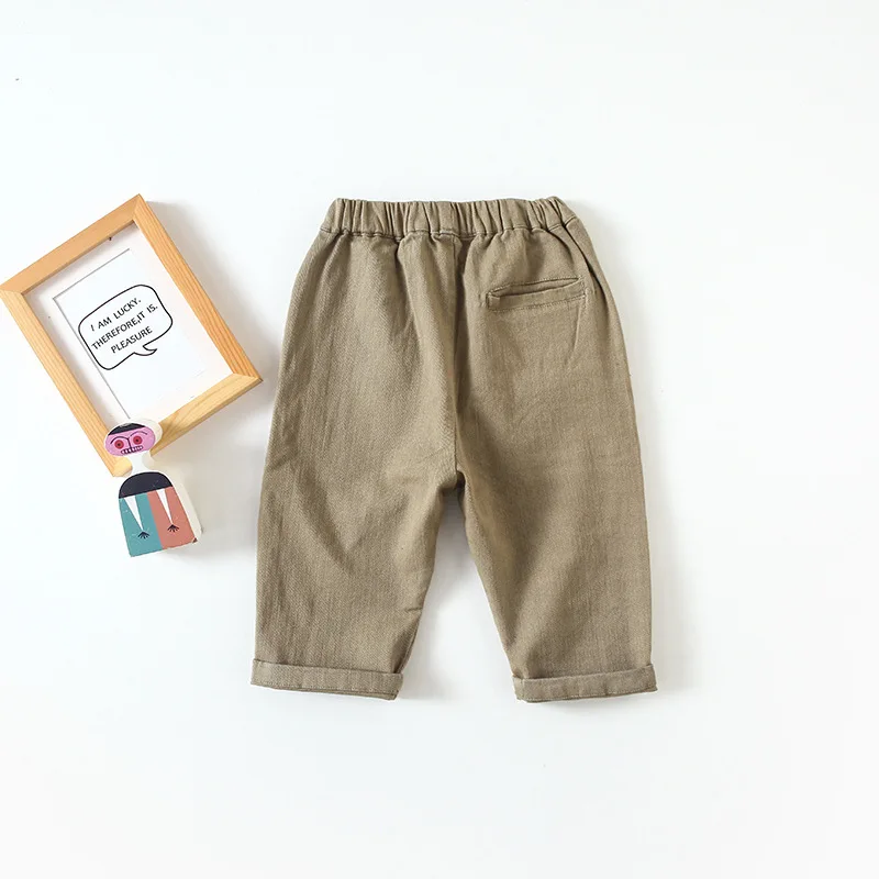 Корейский стиль; свободные универсальные хлопковые повседневные штаны в стиле пэчворк для маленьких мальчиков; детские брюки; осенняя одежда