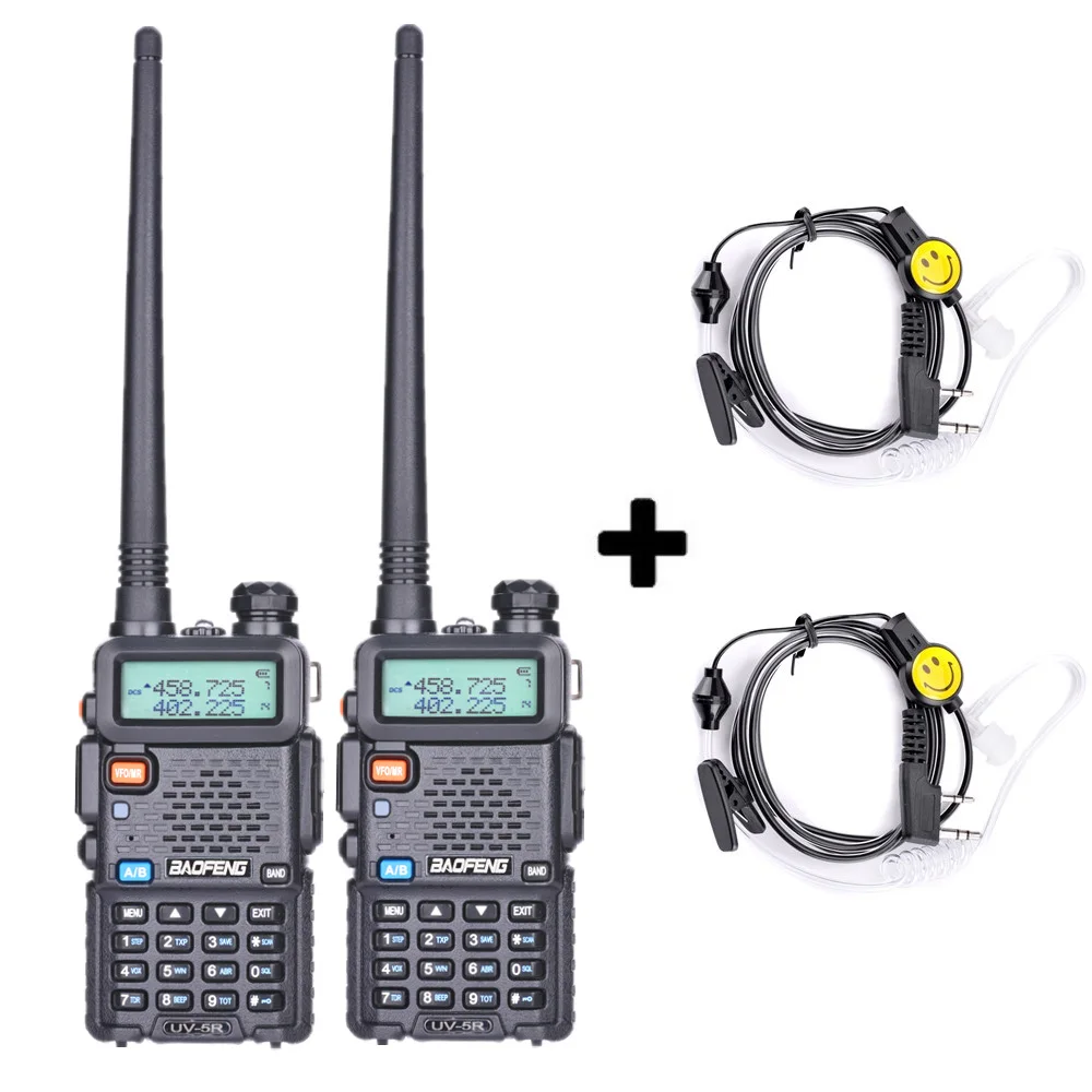 2 шт. Baofeng UV-5R Двухканальные рации VHF/UHF 136-174 мГц и 400-520 мГц Dual Band двухстороннее Радио Baofeng UV5R Портативный трансивер радиостанция рация автомобильная радиостанции баофенг рация портативная - Цвет: Add smile headsets