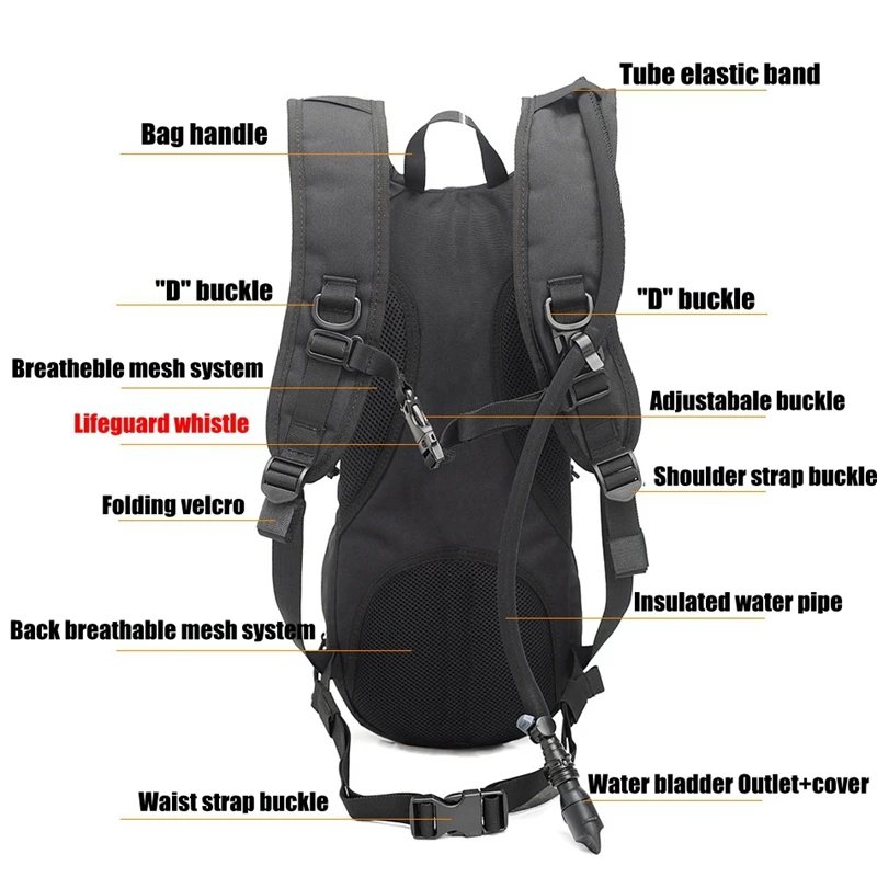 Рюкзак для гидратации, тактический, водный, походный, высококачественный, небольшой дорожный рюкзак, может удерживать 3L гидратационный