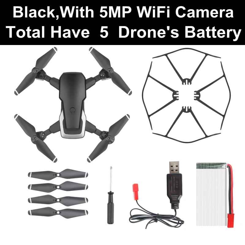 1 батарея Fly 30 минут Super MJD D8W RC Дрон для селфи складной Дрон с Wi-Fi FPV HD камера VS ky601s xs809hw - Цвет: Black D8  5MP  5b