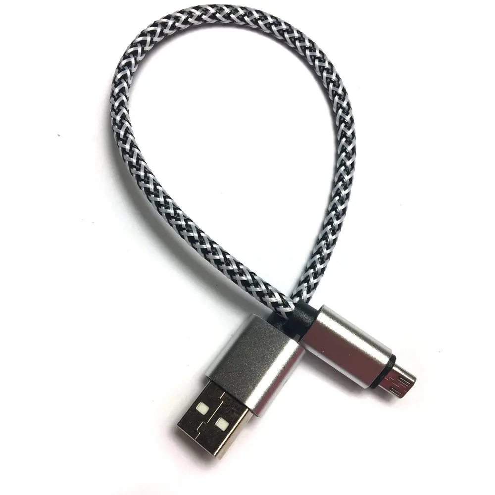 Новый универсальный 25 см короткий тканый Micro b кабель USB шнур Кабель питания