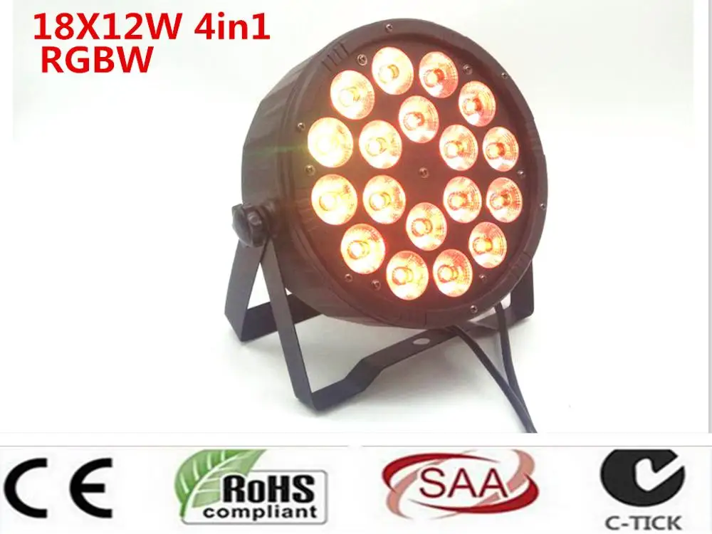 LED Par 18x12 Вт RGBW 4в1 luce della lavata di Lusso controlador DMX Led plana Luci dj|Эффект освещения сцены| |