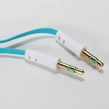 

Flat Noodle 1M 3.5mm Car Aux Audio Cable Jack Stereo Auxiliary 3ft Cord Lead for PC MP3 Adapter Speaker 50pcs