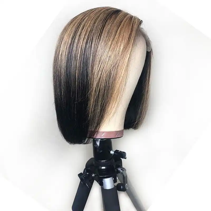 Highlight Honey Blonde Ombre Human Hair Bob Summer Wig Short