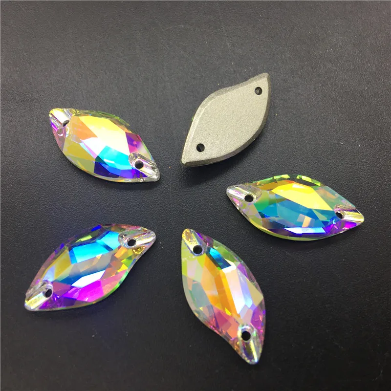 K9-Sew-On-AB-Crystal-Leaf-Sew-On-Stones-Flatback-9x20mm-10x20mm-beauty-fish-Sewing-Glass