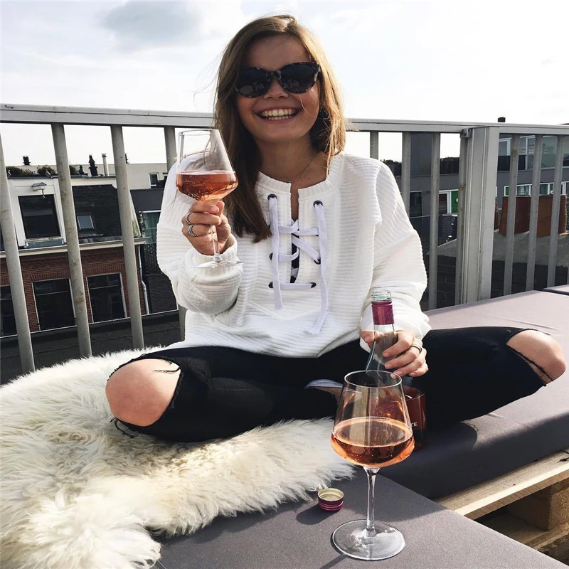 2020 белая толстовка с капюшоном Женская Осенняя уличная мода костюмы со шнуровкой