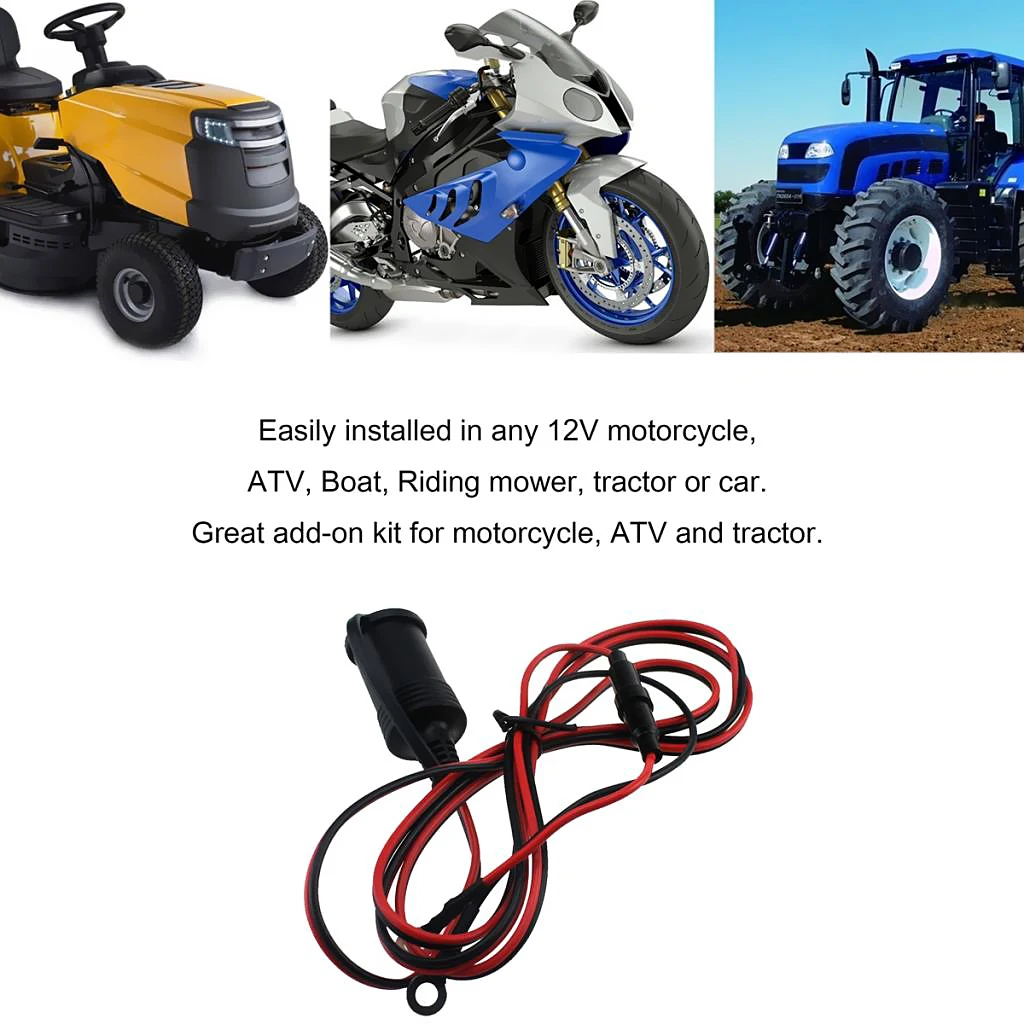 Waterproof 12 Volt Outlet Power Socket Car Truck Motorcycle Cigarette Lighter Plug with Fuse Wire