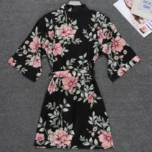 Летние для женщин пикантные атласные модный принт пижамы Nightwea халат ночной халат для camison mujer dantel gecelik