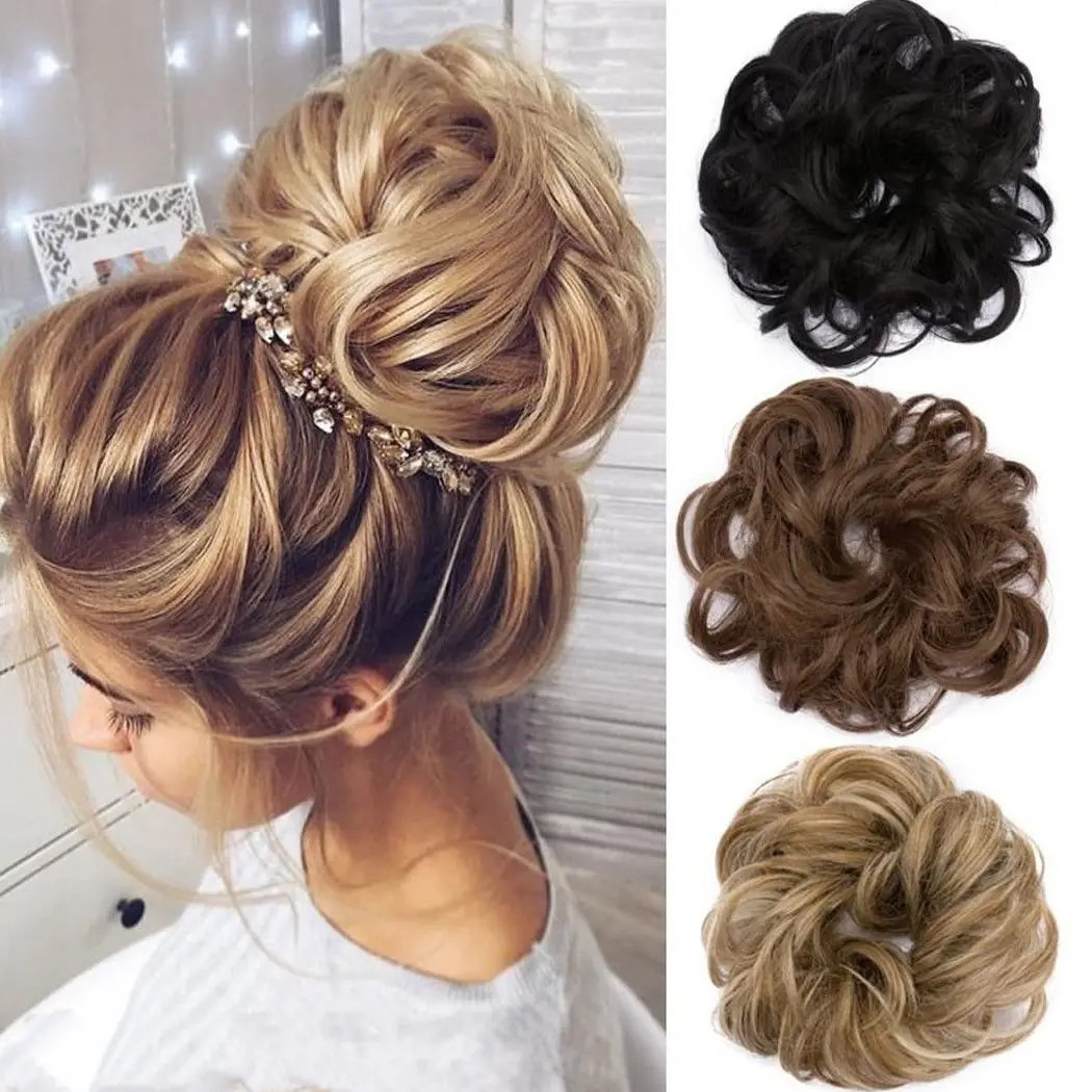 Curly Messy Bun Hair Piece Scrunchie Updo Cover Hair Extensions